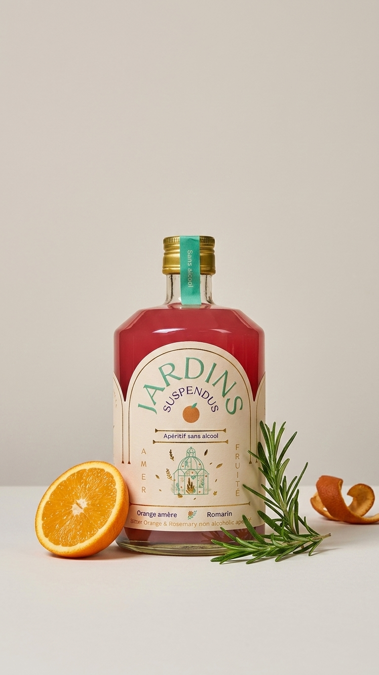 Hängende Gärten alkoholfrei 70cl – Bitterorange Rosmarin Bio-Apéritif auf Tablett