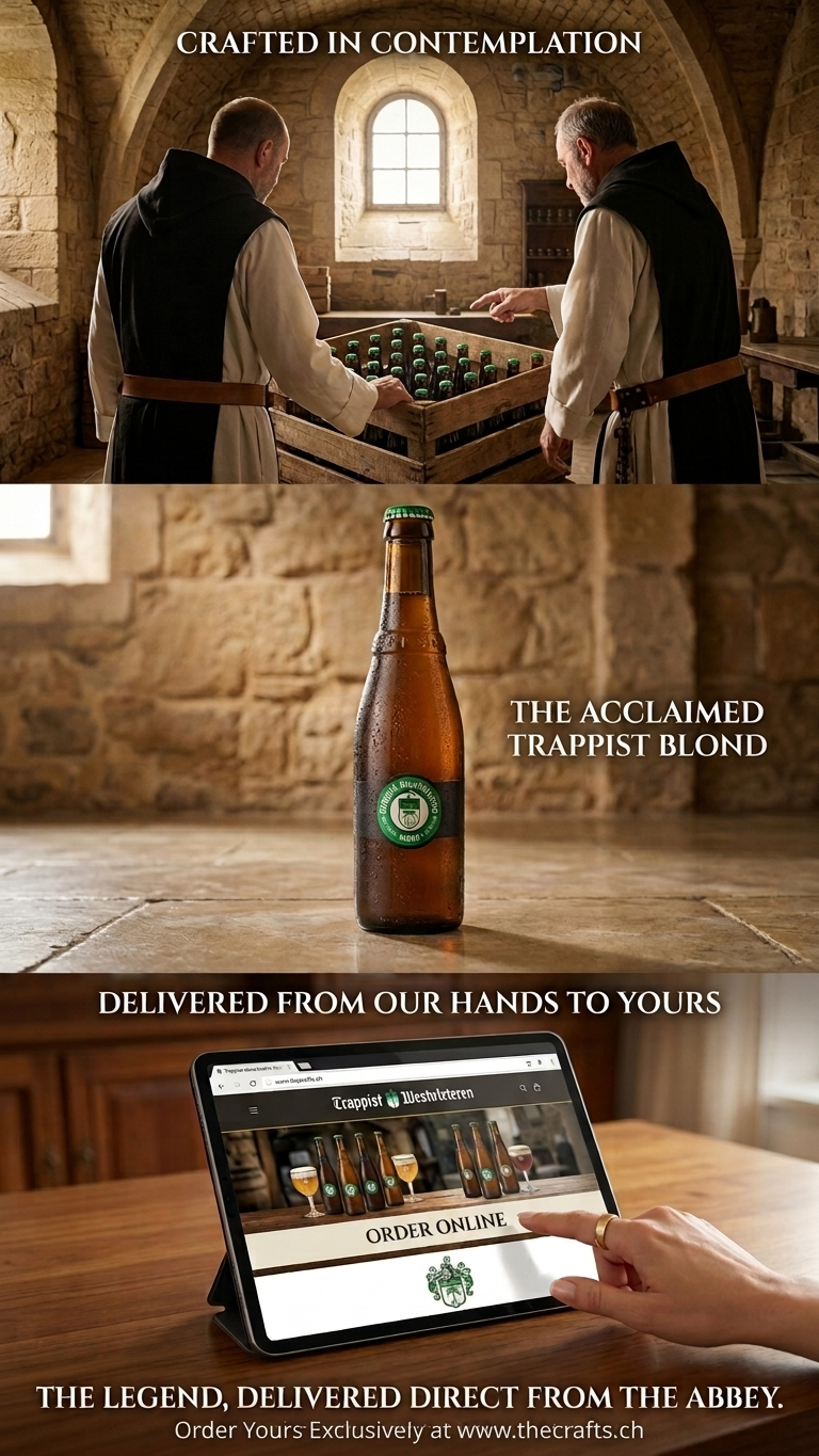 Westvleteren 6 Trappistenbier, Flasche mit eingeschenktem Glas.