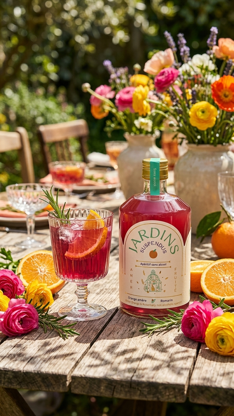 Hängende Gärten Bitterorange & Rosmarin Cocktailglas – Alkoholfreier Apéritif Lifestyle